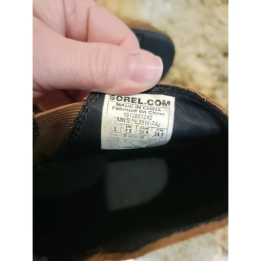 SOREL EVIE PULL ON ANKLE WOMEN BOOTIE SIZE 7.5 TAN DISTRESSED LEATHER